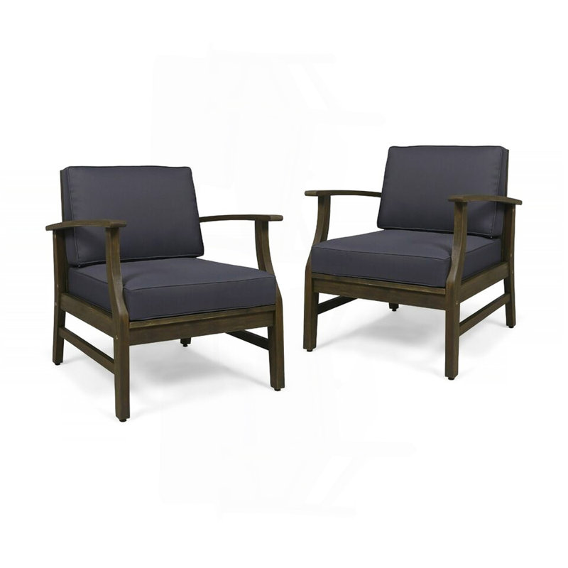 Ensemble de 2 chaises club, gris foncé