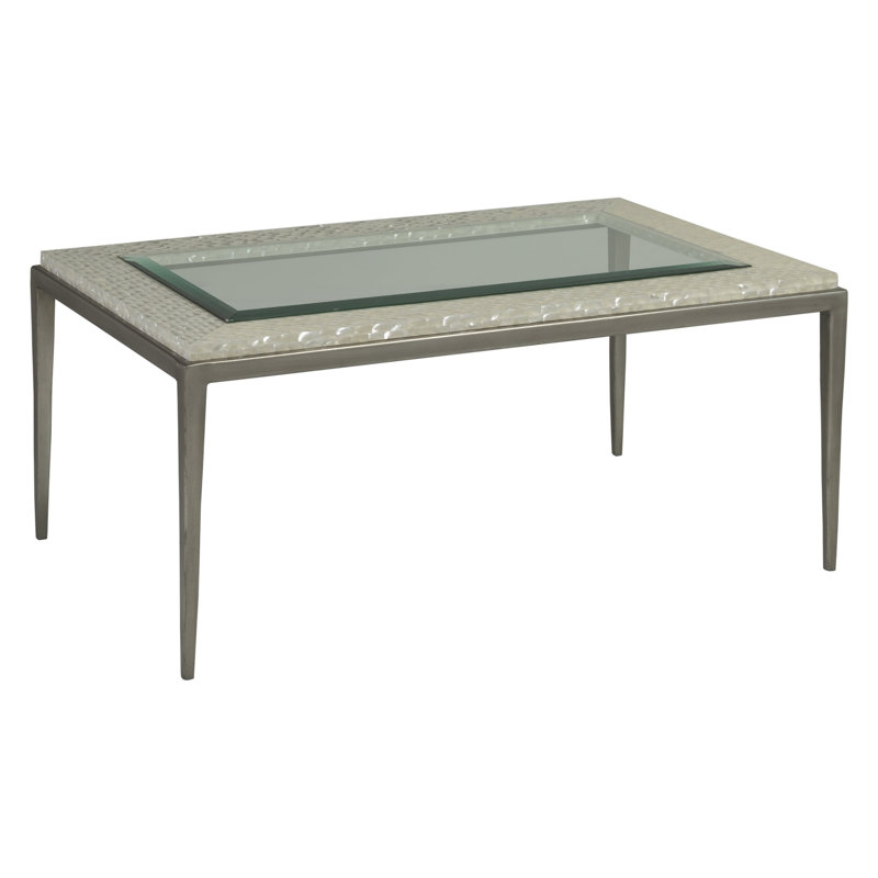 Silver Glass Rectangular Transitional Cocktail Table