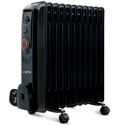 NETTA 2500W Oil Filled Radiator with Thermostat & 24 Hour Timer