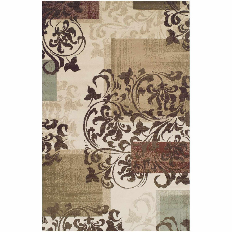 Huberdina Abstract Scroll High-Low Texture Polypropylene Indoor Area Rug, Rectangle 8' x 10