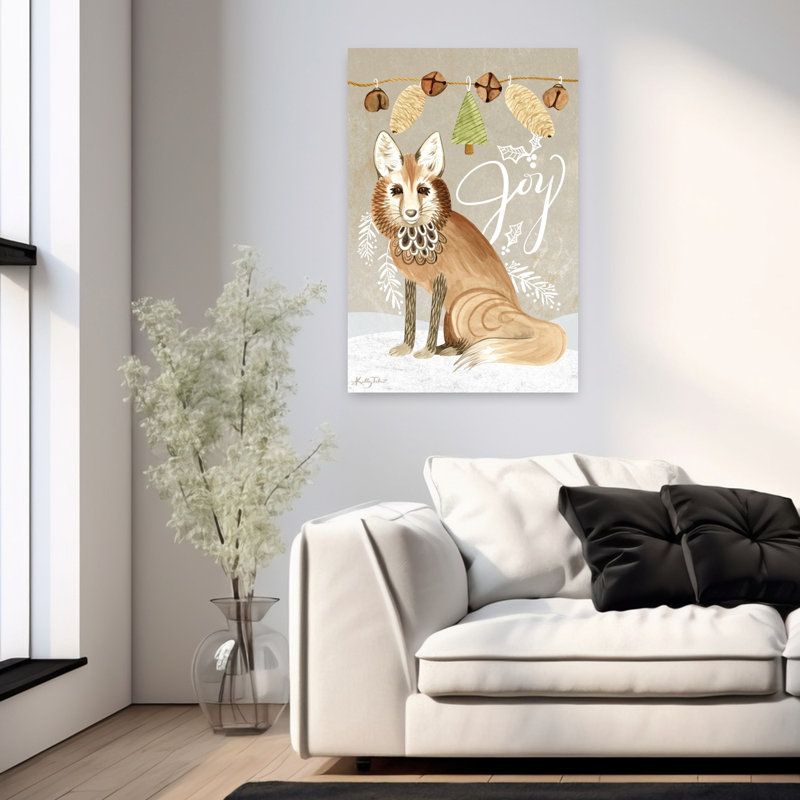 Forêt de Noël, renard contemporain, forêt naturelle, art, H 36 po x l 24 po