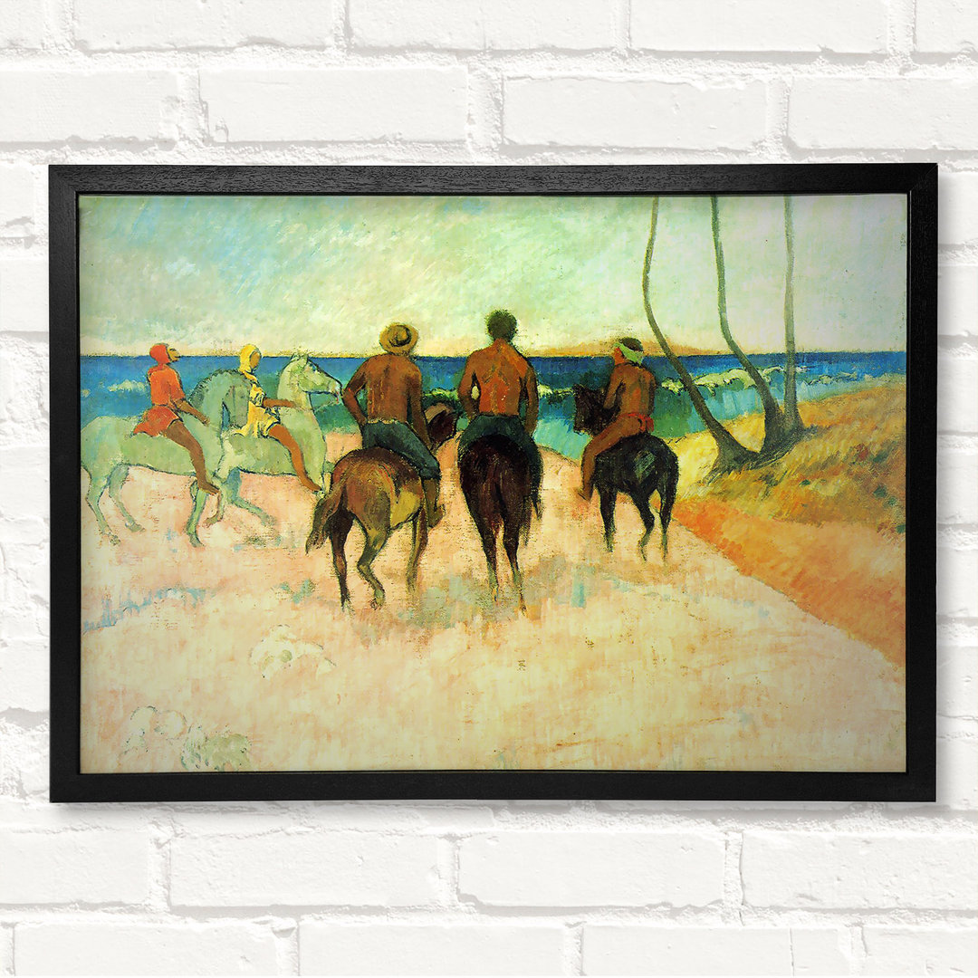 Riding On The Beach 2 von Paul Gauguin - Geschlossener Eckrahmen Kunstdrucke auf Holz