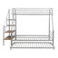 Lit superposé simple au-dessus de double avec lit gigogne et escalier de rangement-585262497