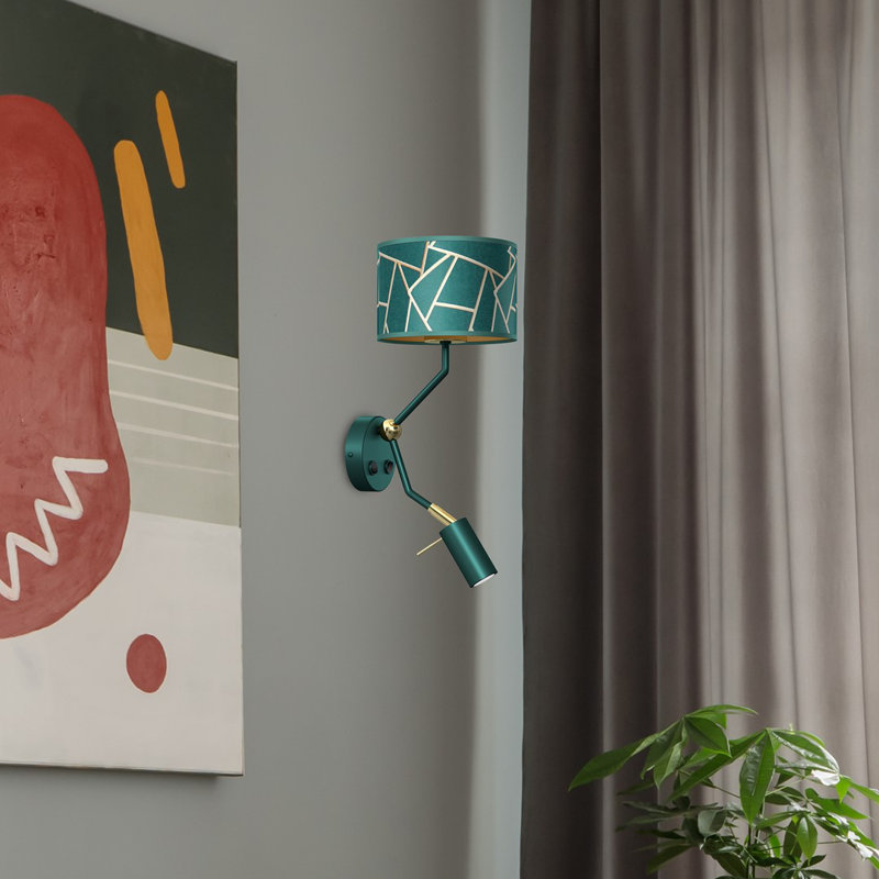 Ziggy Swing Arm Sconce, Green, Green/Gold