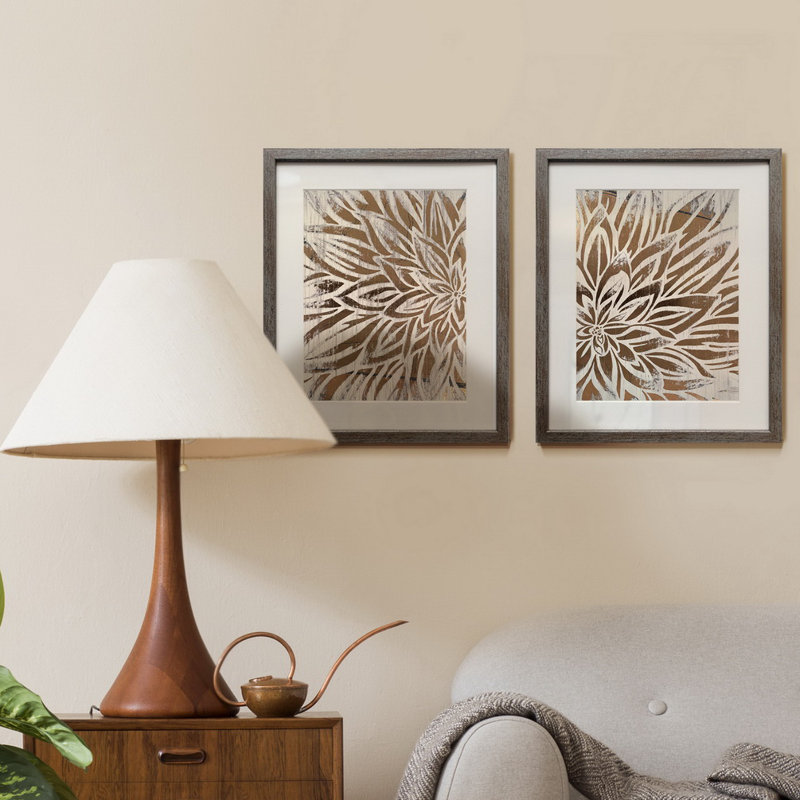Barnwood Bloom I-ensemble de 2 reproductions d’art graphique encadrées sur papier