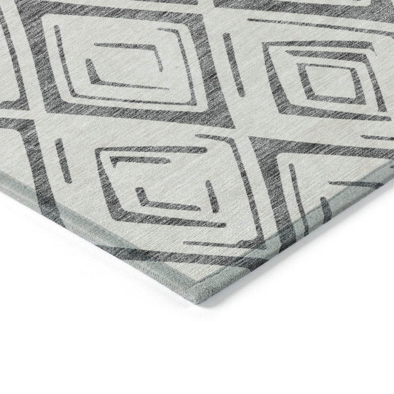 Tapis intérieur lavable à motif géométrique 9 pi x 12 pi ivoire