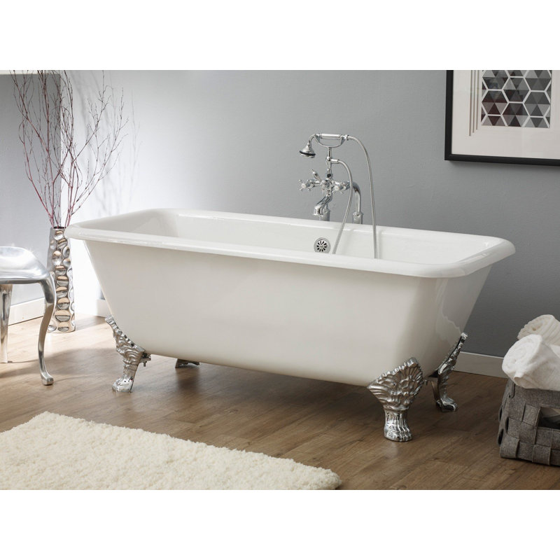 Iris 66.88'' L Soaking Bathtub, Chrome, White Interior with White Exterior