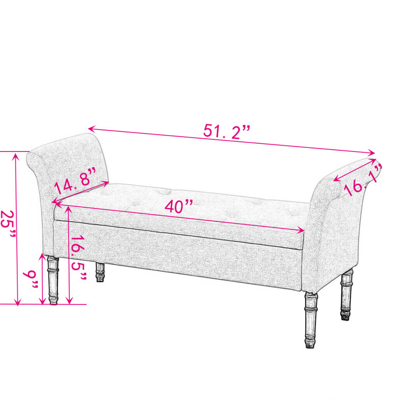 Shanklin Linen Blend Upholstered Storage Bench
