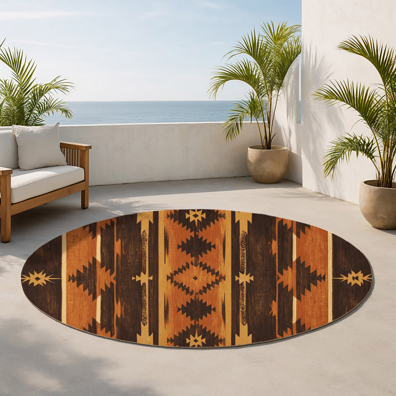 Tapis intérieur et extérieur Woven Horizons, Rond 5 pi