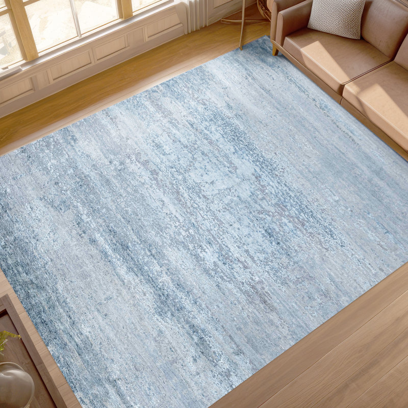 Hand Knotted Abstract Area Rug in Gray/Blue, Rectangle 12' x 15'