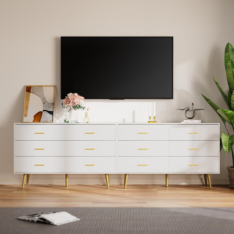 RESOM 2 In 1 TV Stand For 75 85 95" Tvs,Media Entertainment Center Console Table,TV Console Table With Storage Dressers For Living Room, Entertainment Room,White