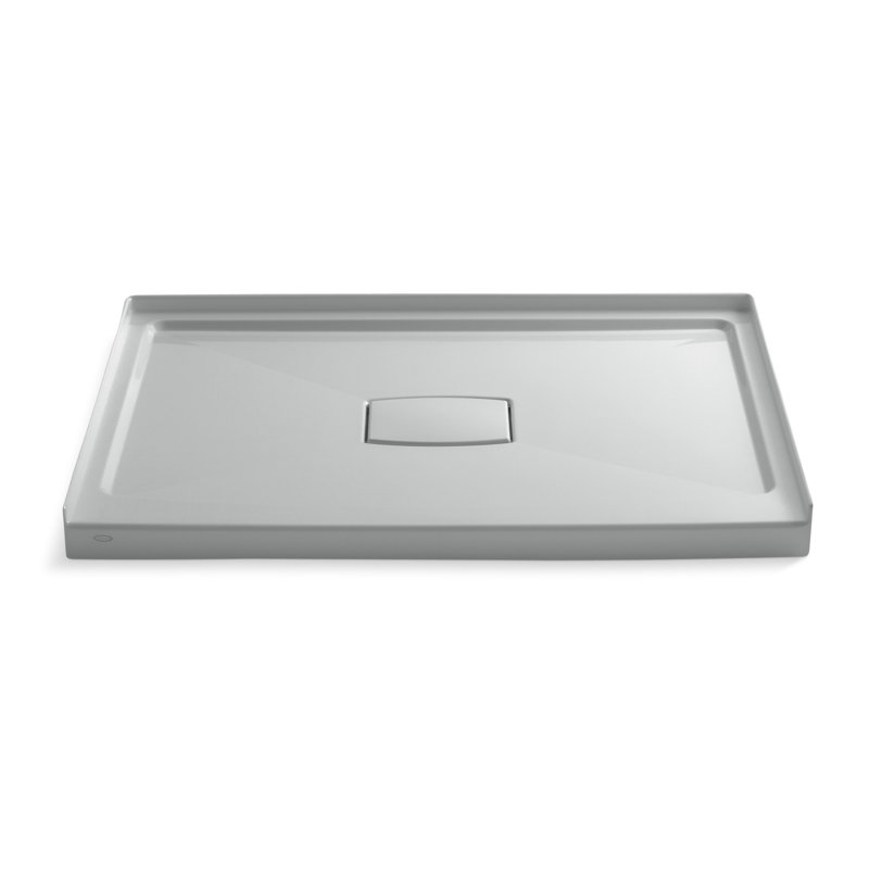 Archer 48" x 36" Single Threshold Center Drain Shower Base with Removable Cover, Ice Gray