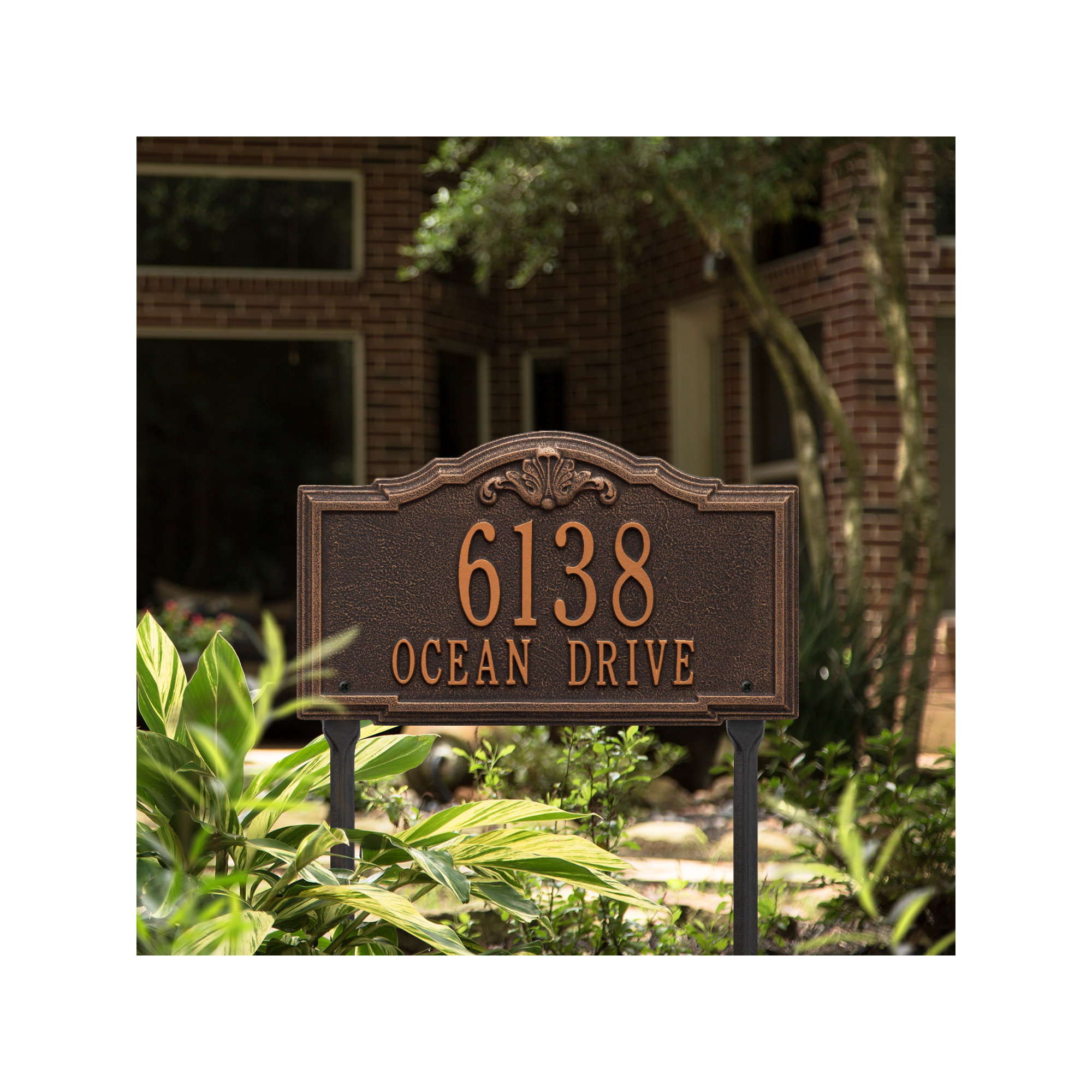 Gatewood Personalized Standard 2-Line Lawn Address Sign, Oil Rubbed Bronze, Yes