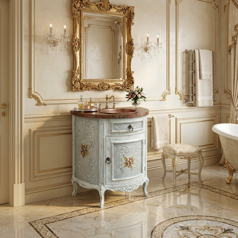 Meuble-lavabo en cuivre Lima au fini Serena, Turquoise