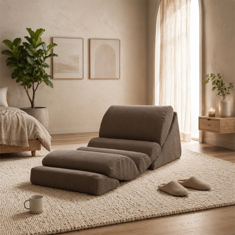 Sièges de sol ergonomiques détachables, Velours côtelé brun