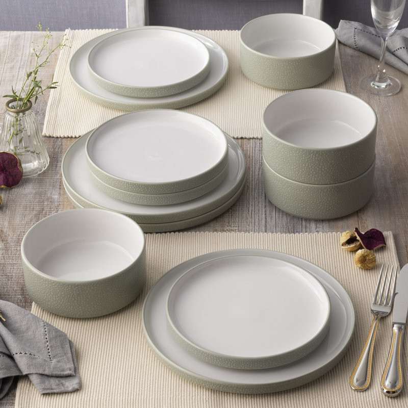 Noritake Colortex Stone 12-Piece Dinnerware Set, Service for 4, Sage