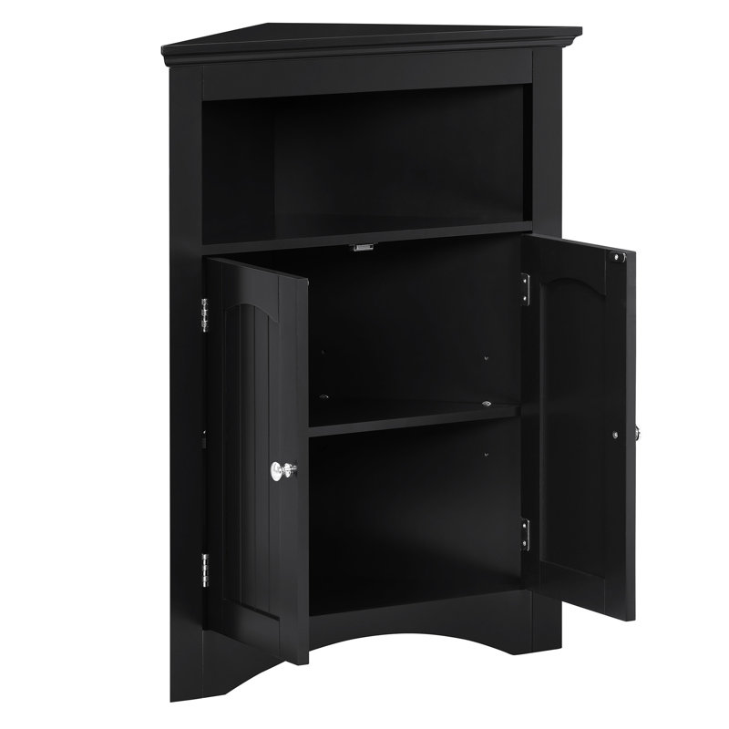 Buffet noir avec tablettes réglables pour la salle de bain, la cuisine et le salon, surface de rangement multifonctionnelle imperméable et facile à nettoyer, assemblage