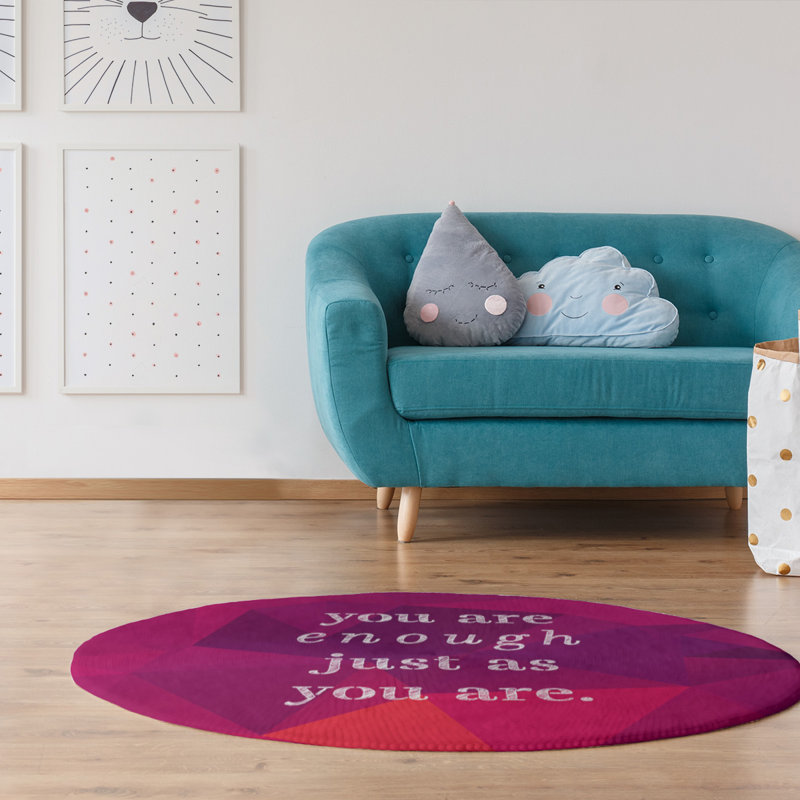 Faux gemme vous êtes assez tapis poly-chenille, Rond 5 pi