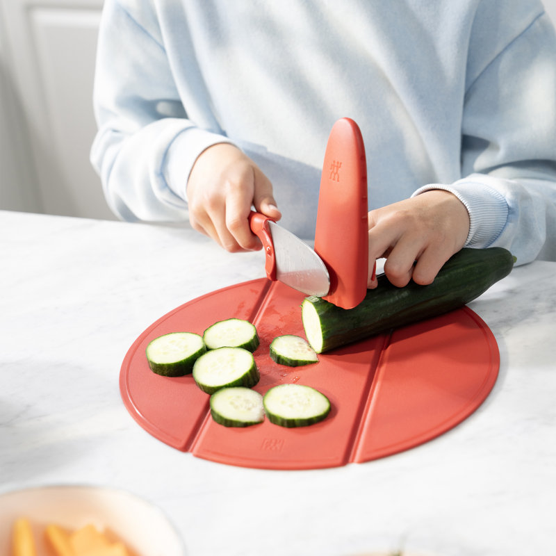 Ensemble de 2 couteaux et planche à découper en silicone ZWILLING TWINNY, rouge