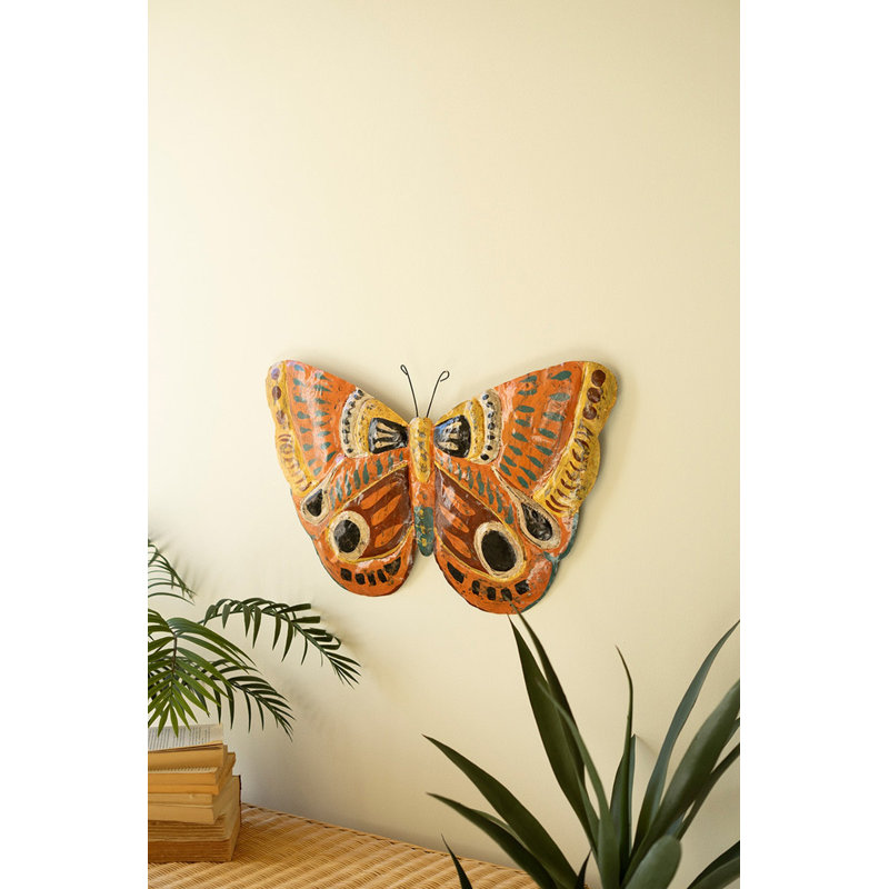 Horloge murale papillon en métal