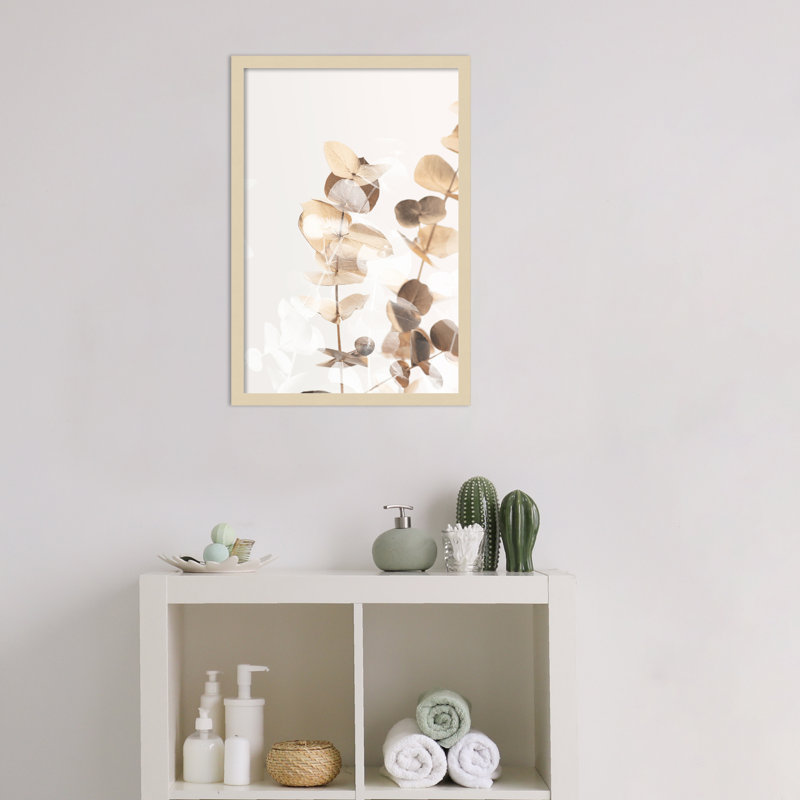 «Eucalyptus Creative Beige 01» par Colmenero, impression sur bois encadrée, H 25 po x l 17 po