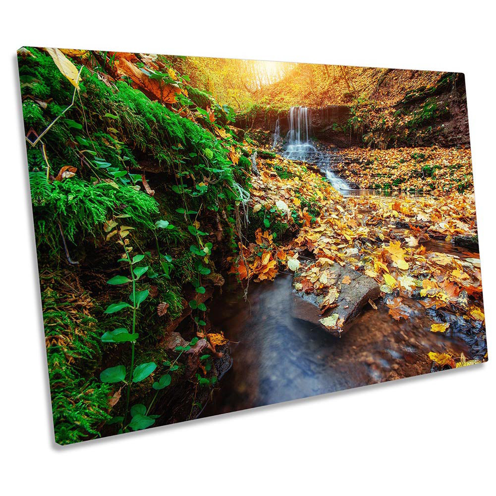 Union Rustic Autumn River Forest Landscape - Wrapped Canvas Photograph ...