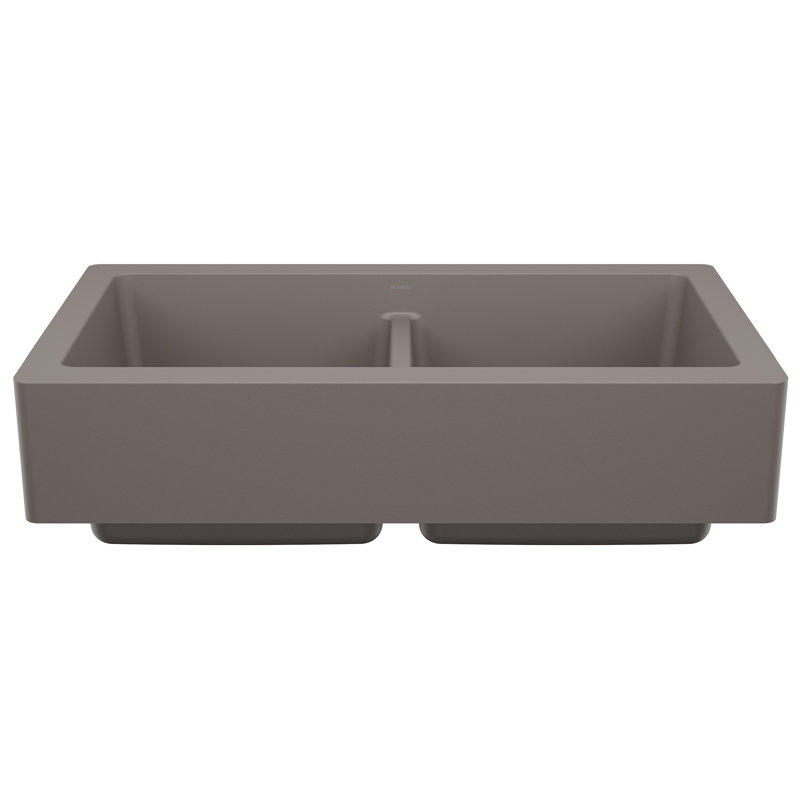 Vintera SILGRANIT 33" Double Bowl Apron-Front Farmhouse Sink, Volcano Gray