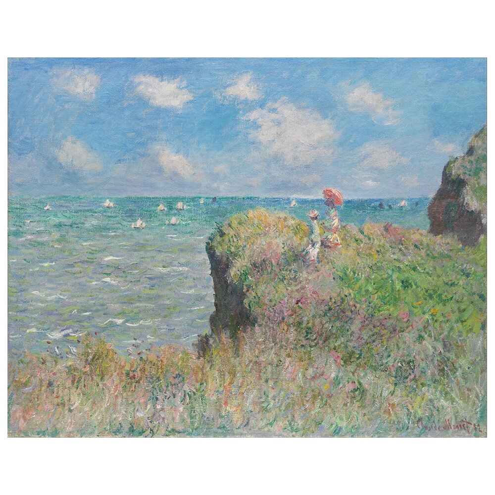 Leinwandbild Spaziergang auf den Klippen von Claude Monet