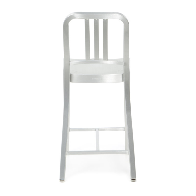 Navy 24" Barstool, Hand Polished Aluminum
