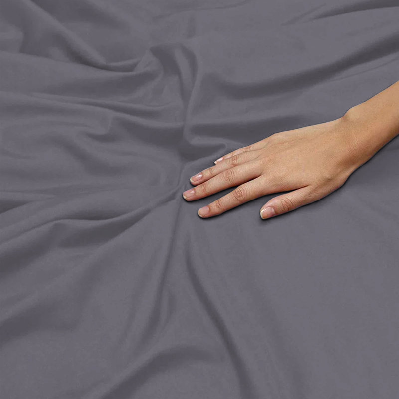 Hongsi 100% Egyptian-Like Cotton High-Quality Flat Bed Sheets, Super King (6'), Grey
