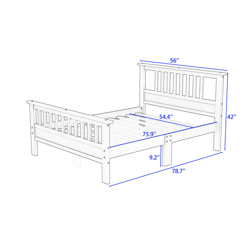 Lit plateforme en bois avec tête de lit Domonick, Blanc, Complète