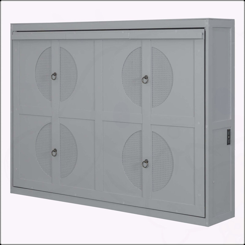 Lit escamotable double pleine grandeur, gris, Double