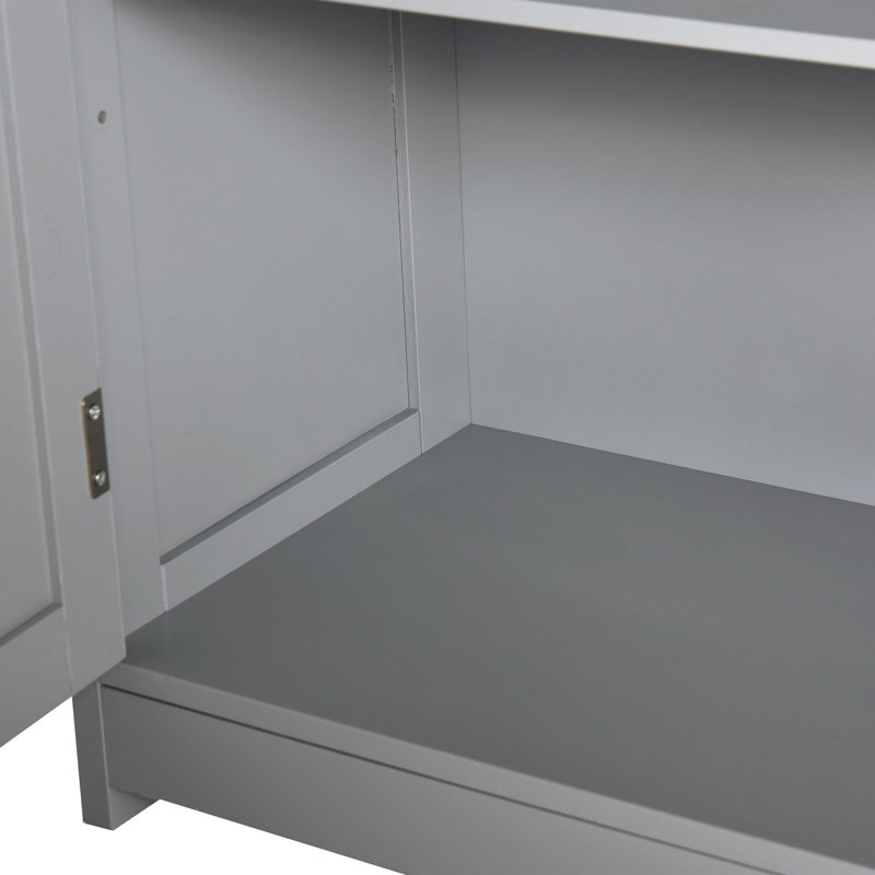 Armoire de salle de bain Kleankin, armoire de salle de bain en bois avec 2 portes, 2 tiroirs et tablette réglable, armoire de rangement autoportante pour salle de bain, gris