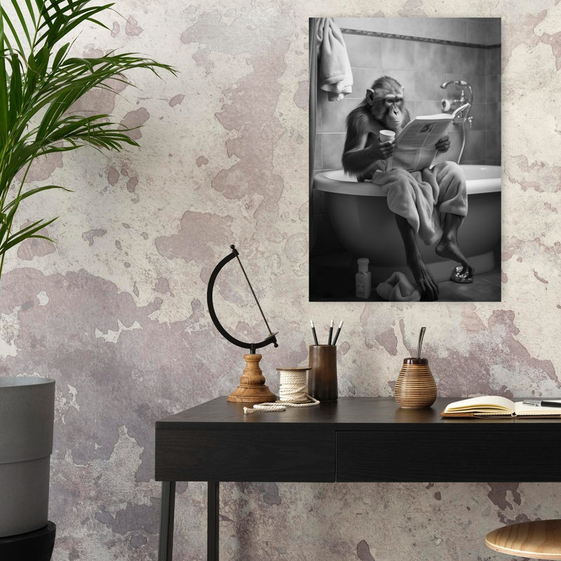 Chimpanzee Reads Paper by Andreas Magnusson - Wrapped Canvas Print, 60.96 cm H x 40.64 cm W