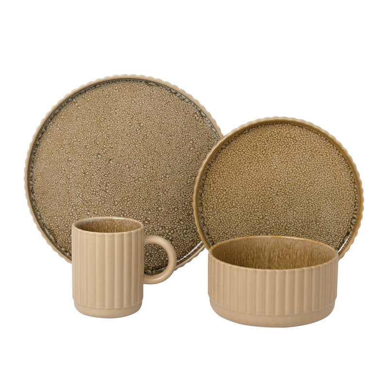 Service de vaisselle en grès Kujuan Union Rustic - Service pour 4, Brun
