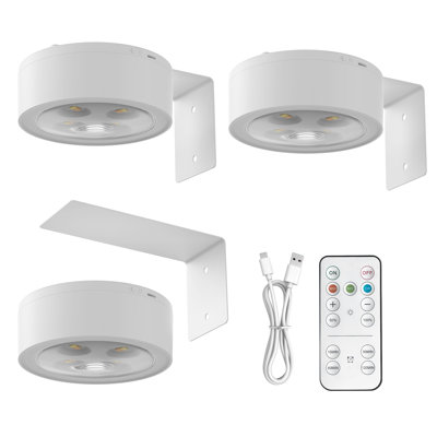 Mini-appliques murales, 0,5 W, blanc, télécommande, à intensité variable, minuterie, batterie 1200 mah