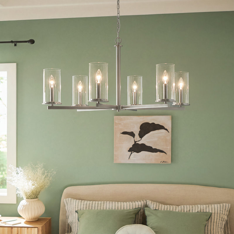Lustre 6 lumières 21,75 "21,75", Nickel brossé