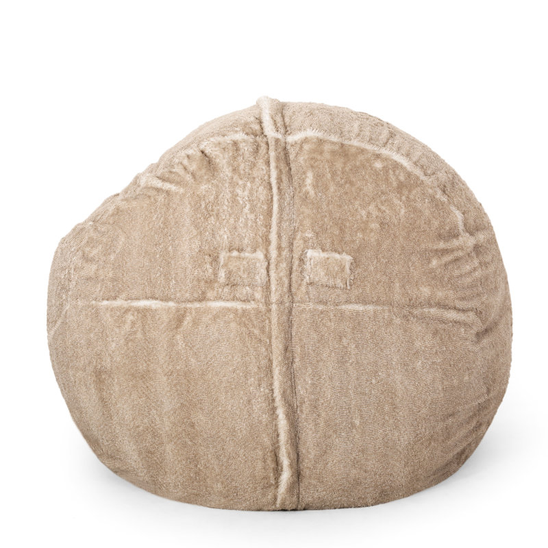 Fauteuil à billes rond en fausse fourrure de 5 pieds blanc neige / beige