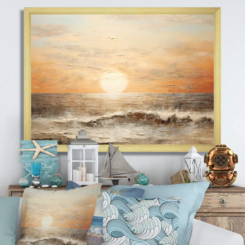 Pirkle - plage et océan, impressions sur toile, H 24 po x l 32 po x P 1 po, Cadre doré simple