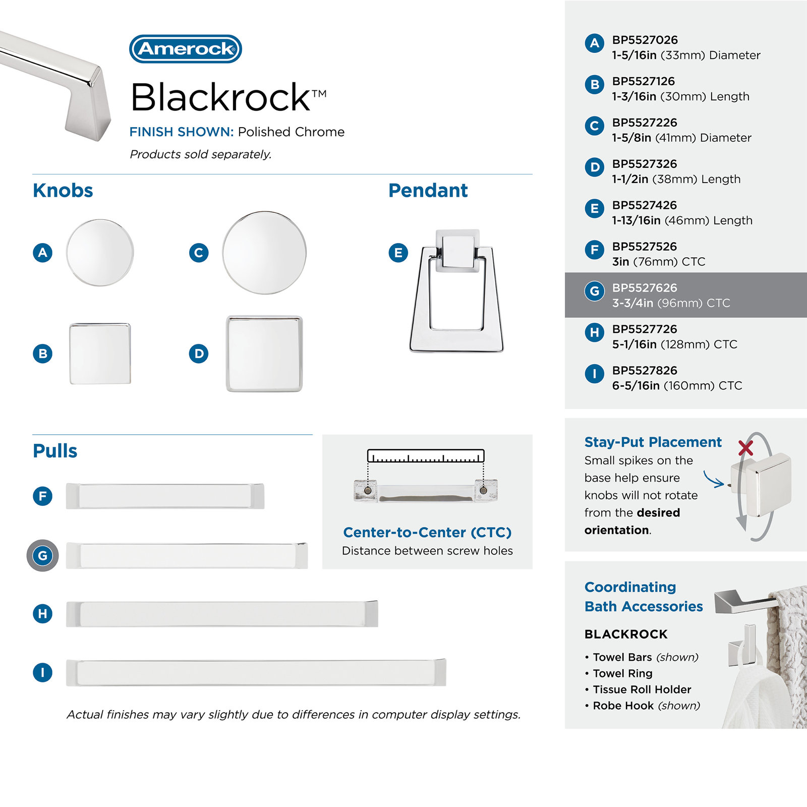 Blackrock Bar Pull, Polished Chrome, 3 3/4"