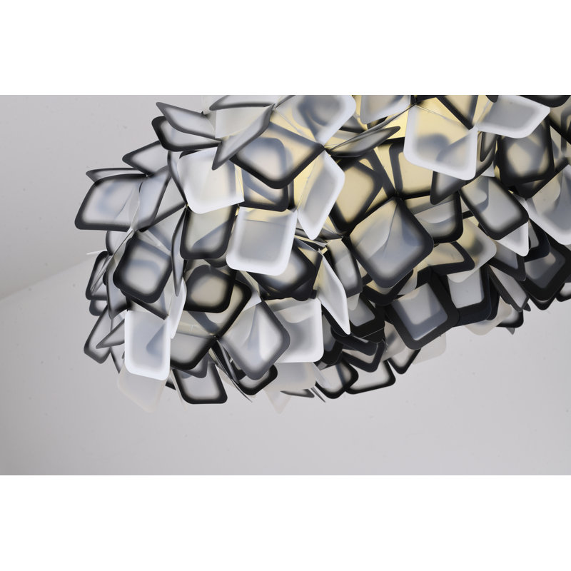 1-Light White And Black Acrylic LED Cloud Chandelier With A White Hardware, White/Black