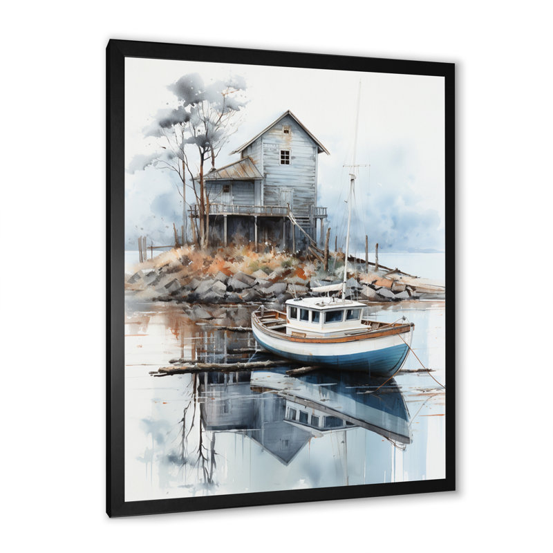 Port maritime Solitude II - impression, Cadre photo noir, H 20 po x l 12 po x P 1 po