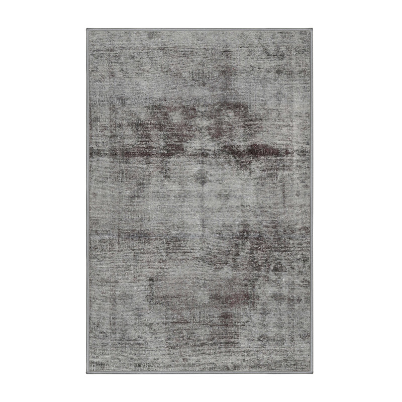 Laine abstraite brune/grise Tapis décoratif, Rectangle 7 pi x 9 pi