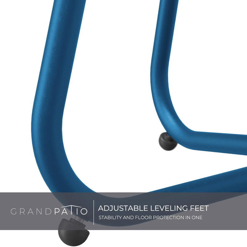 Large Blue Round Steel Outdoor End Table