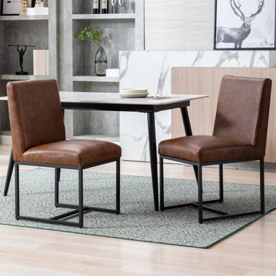 Puspha Upholstered Side Chairs Faux Leather Dining Chairs