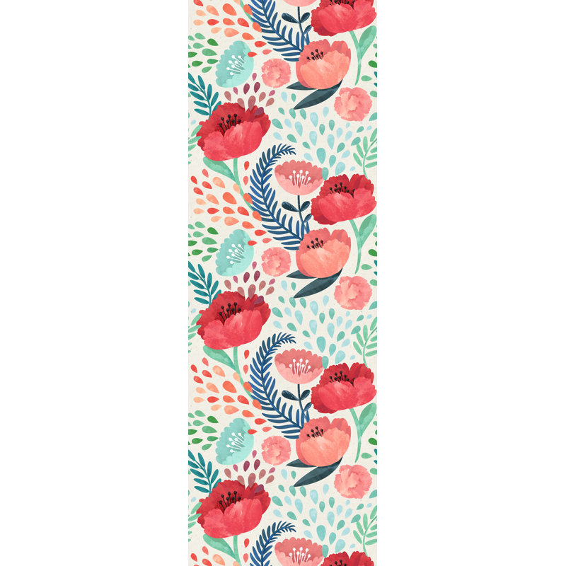 Rouleau de papier peint amovible à motif de coquelicots rétro L 6,25 pi x l 25 po Jordyn