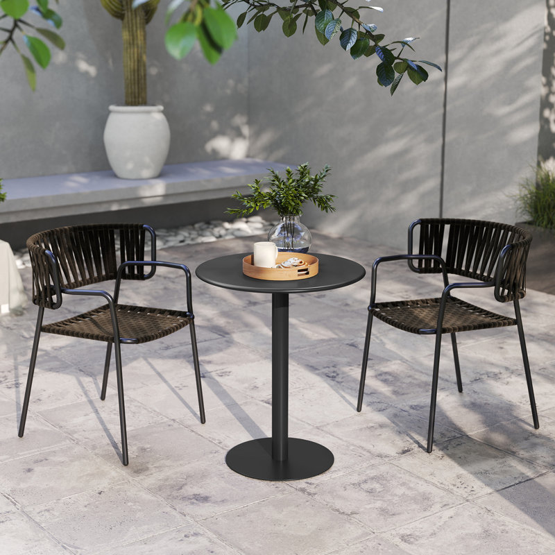 Round Metal Dining Table, Black