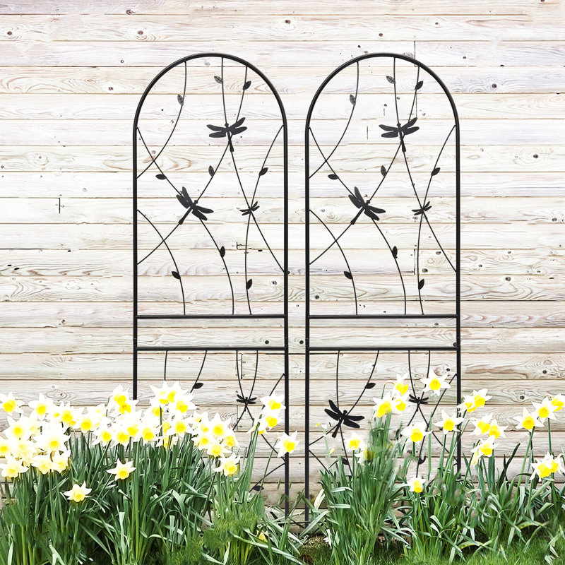 Ensemble de 4 treillis de jardin en métal 71 po x 19,7 po, support pour plantes d'extérieur antirouille, noir, facile à installer pour les jardins à 4 treillis, lève-fleurs, jardins à assemblage simple