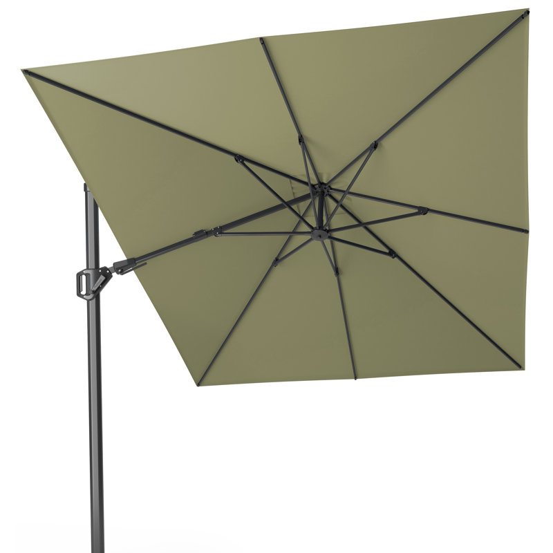 Chasiti 350 cm W X 260 cm D Rectangular Tilt Cantilever Parasol with Crank Lift, Green