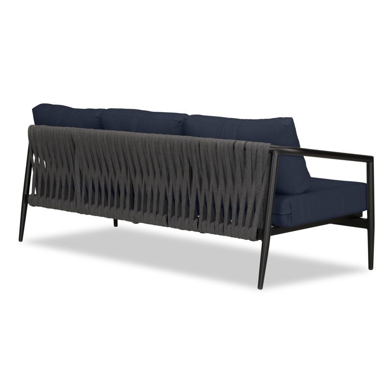 Outdoor 3 - Seat Patio Sofa, Black, Spectrum Indigo Sunbrella®